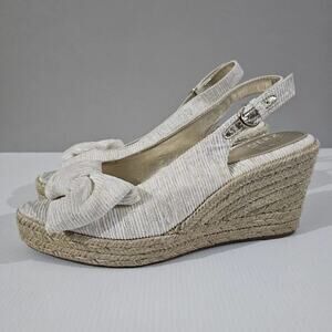 NEW Naturalizer Bettina Wedge Womens 10.5 White Cream Gold Espadrille Sandal